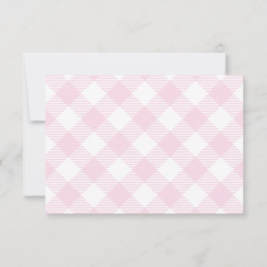 Roze Mediterrane Bow Gingham Lemons Wedding Bedankkaart (Achterkant)