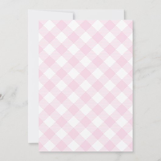 Roze Mediterrane Bow Gingham Lemons Wedding Save The Date (Achterkant)