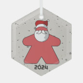 Roze Meeple Santa Custom Jaar Family Board Game Glas Ornament (Voorkant)