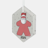 Roze Meeple Santa Custom Jaar Family Board Game Glas Ornament (Voorkant links)