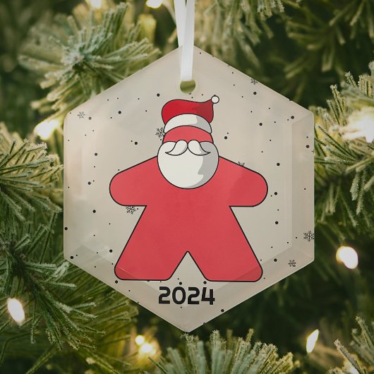 Roze Meeple Santa Custom Jaar Family Board Game Glas Ornament