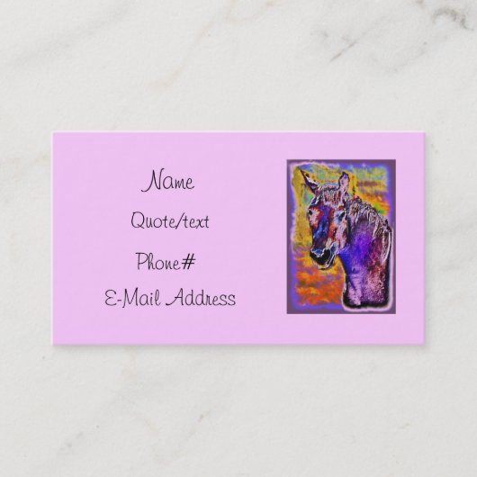 Roze meerkleurige paarden visitekaartje (Voorkant)