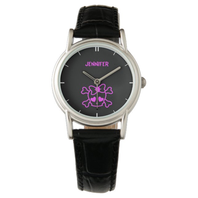 Roze meeuw met boegnaam tienermeisjes horloge (Voorkant)