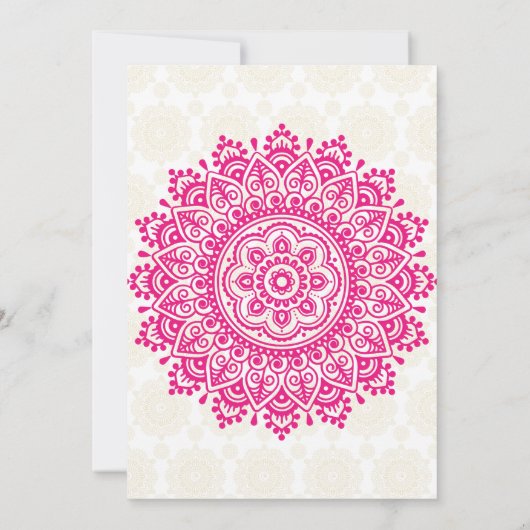 Roze mehndi mandala leuke Indiase cartoon Kaart (Achterkant)