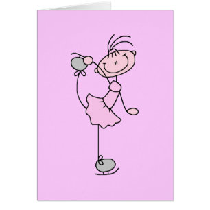 Roze meid Stick Figuur Ice Skater