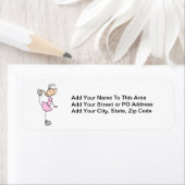 Roze meid Stick Figuur Ice Skater Etiket (Insitu)