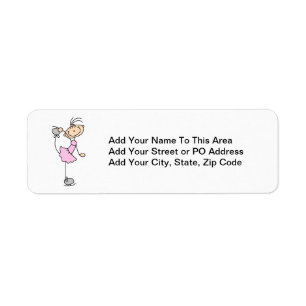 Roze meid Stick Figuur Ice Skater Etiket