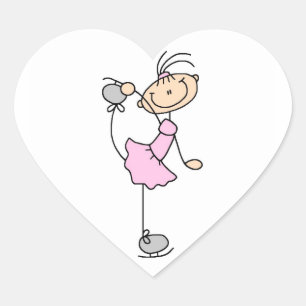 Roze meid Stick Figuur Ice Skater Hart Sticker