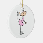 Roze meid Stick Figuur Ice Skater Keramisch Ornament (Rechts)