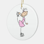 Roze meid Stick Figuur Ice Skater Keramisch Ornament (Links)