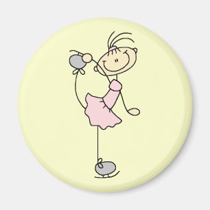 Roze meid Stick Figuur Ice Skater Magneet