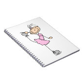 Roze meid Stick Figuur Ice Skater Notitieboek (Rechterzijde)