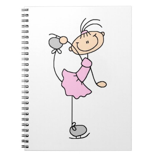 Roze meid Stick Figuur Ice Skater Notitieboek (Voorkant)