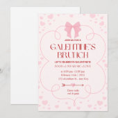 Roze Meiden Galentine's Day Brunch Uitnodiging (Voorkant / Achterkant)