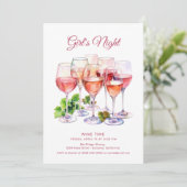 Roze Meidenavond Wijn  Kaart (Staand voorkant)