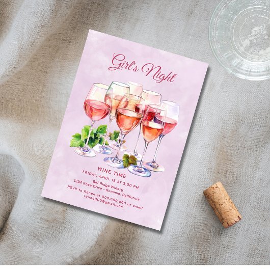 Roze Meidenavond Wijn Kaart