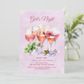 Roze Meidenavond Wijn Kaart (Staand voorkant)
