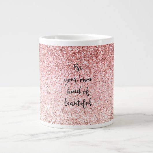 Roze meidenmeisje Glitzy Glam Glitter Prachtig Grote Koffiekop (Voorkant)