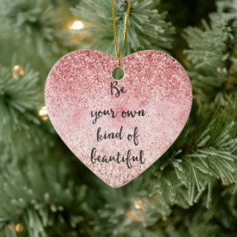 Roze meidenmeisje Glitzy Glam Glitter Prachtig Keramisch Ornament