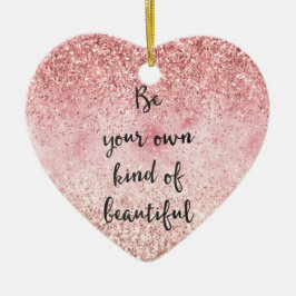 Roze meidenmeisje Glitzy Glam Glitter Prachtig Keramisch Ornament