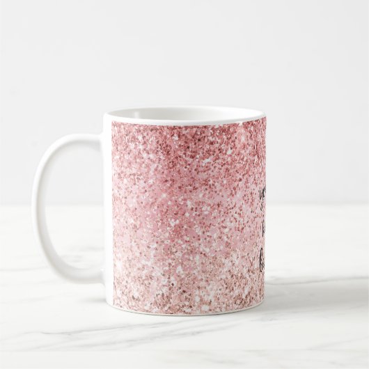 Roze meidenmeisje Glitzy Glam Glitter Prachtig Koffiemok (Links)