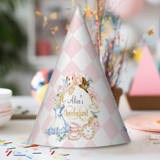 Roze, Meisje 1e Verjaardag, Alice Onderland Feesthoedjes