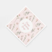 Roze Meisje 1e Verjaardag Wildbloem en groen Servet (Hoek)