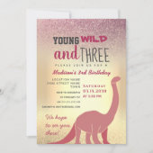 Roze meisje 3e verjaardag uitnodiging (Voorkant)