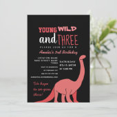 Roze meisje 3e verjaardag uitnodiging (Staand voorkant)