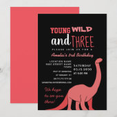 Roze meisje 3e verjaardag uitnodiging (Voorkant / Achterkant)