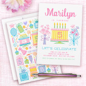 Roze Meisje 5e Verjaardag uitnodiging