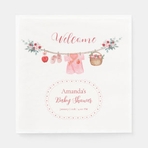 Roze Meisje Appel Waslijn Baby Shower Welkom Servet