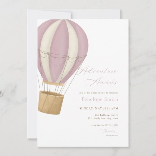 Roze Meisje Avontuur wacht Baby shower Uitnodiging (Voorkant)