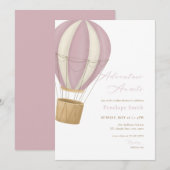 Roze Meisje Avontuur wacht Baby shower Uitnodiging (Voorkant / Achterkant)