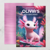 Roze meisje Axolotl verjaardag Kaart (Voorkant / Achterkant)