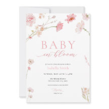 Roze Meisje Baby in Bloom Baby shower Invitation