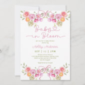 Roze Meisje Baby in Bloom Bow Baby shower Kaart (Voorkant)