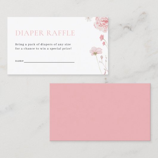Roze Meisje Baby in Bloom Luier Raffle Kaart Visitekaartje (Voorkant / Achterkant)