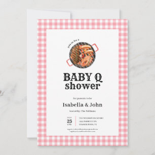 Roze Meisje Baby Q Couple Baby Shower Uitnodiging