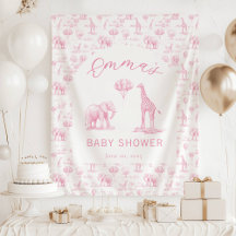 Roze Meisje Baby Shower Banner Safari Toile