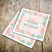 Roze Meisje Baby shower Bloemen Custom Servet