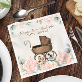 Roze Meisje Baby shower Bloemen Custom Servet