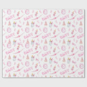 Roze meisje Baby shower Cadeaupapier (Vlak)