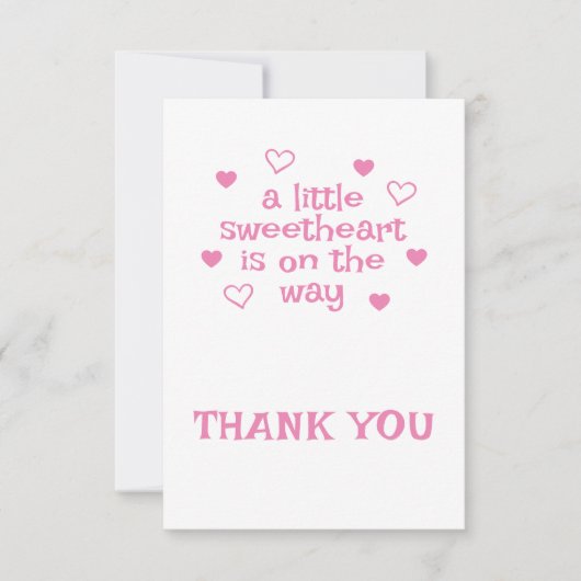 Roze Meisje Baby shower Dank u Flat Kaart (Voorkant)