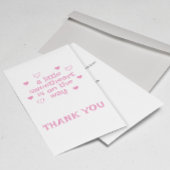 Roze Meisje Baby shower Dank u Flat Kaart