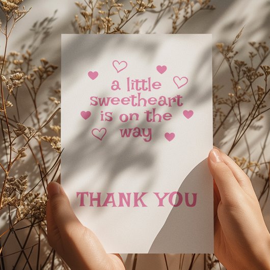 Roze Meisje Baby shower Dank u Flat Kaart