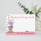 Roze meisje Baby shower Hartelijk dank Bedankkaart (Staand voorkant)