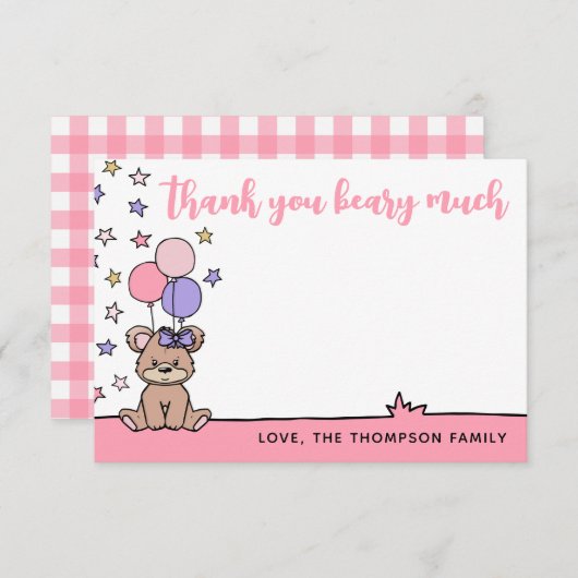 Roze meisje Baby shower Hartelijk dank Bedankkaart (Voorkant / Achterkant)