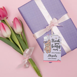Roze meisje Baby shower Hartelijk dank Cadeaulabel