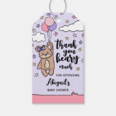 Roze meisje Baby shower Hartelijk dank Cadeaulabel (Voorkant)